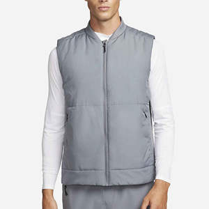 Gilet matelassé imperméable en laine pour homme, sans manches, col montant, fermeture éclair, vêtement d'extérieur chaud pour l'hiver, 3 poches, rembourrage en polyester - Product Image 1