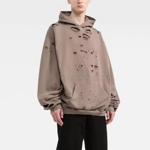 เสื้อฮู้ดดี้ผู้ชายดีไซน์ล่าสุด สไตล์สตรีท ผลิตในปากีสถาน ขายส่ง เสื้อฮู้ดดี้แบบดิสเทรส ระบายอากาศได้ดี - Product Image 2