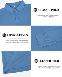 Chemises polo à manches longues pour hommes, légères, à séchage rapide, pour le golf, protection solaire, chemise décontractée à col boutonné, tee-shirt polo - Product Image 5