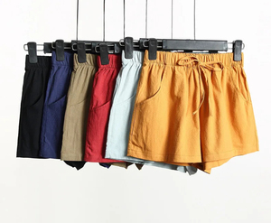 Pantalones Cortos Casuales de Algodón 100% de Tela Premium para Mujer Saleh Enterprises, Cintura Alta, Corte Holgado, con Cordón Ajustable, Ecológicos, Suaves para el Verano - Product Image 2