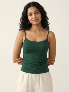 Womens <b>Green</b> <b>Cami</b> <b>Top</b> Slim Fit Sleeveless Spaghetti Strap Scoop Neck Casual Basic Comfortable Daily Wear Fashion Women Tank <b>Tops</b> - Product Image 3