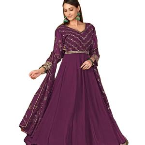 Vestido Anarkali de trabajo de secuencia de bordado de Georgette de imitación de diseñador más reciente de Fab Zone - Product Image 1