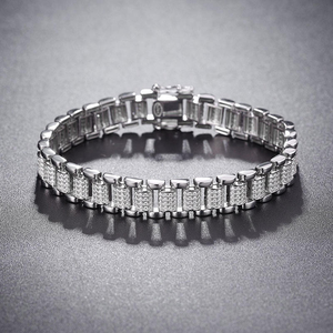 Baguette Cut Moissanite Diamond Bracelet 925 Silver Iced Out Link Chain Luxury Jewelry for <b>Men</b> Women Gift - Product Image 1
