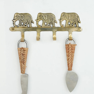 Wholesale Golden Brass Elephant <b>Wall</b> <b>Hook</b> 4 Peg <b>Hook</b> Handmade Brass Animal Pattern Clothing Hanger <b>Wall</b> Mounted <b>Hooks</b> - Product Image 2