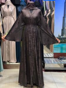 2026 V Neck Long Sleeve Floor Length Modest Handmade <b>Sequined</b> Solid Abaya Women's Traditional Muslim Daily Wear - Product Image 1
