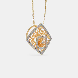 Collar con Colgante de Diamante Cultivado en Laboratorio con Filigrana Geométrica en Oro Amarillo - Product Image 5