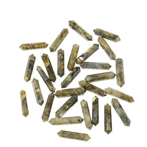 Labradorite naturelle à double terminaison, pointe crayon, 45-50mm, polie, hexagonale, pour pendentif en pierre précieuse DIY, vente en gros - Product Image 1