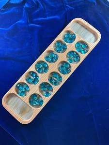 Traditional <b>Mancala</b> Wooden Board Game Set with Playing Stones for Two Player Strategy Resellers Board Game - Product Image 2