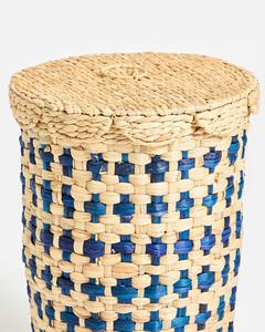 Cesta de lavandería tejida natural y azul, cesta de almacenamiento hecha a mano, venta al por mayor, ecológica, hecha en Vietnam - Product Image 3