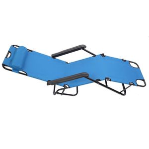 Chaise inclinable pliante extensible à double usage portable bleue - Product Image 6