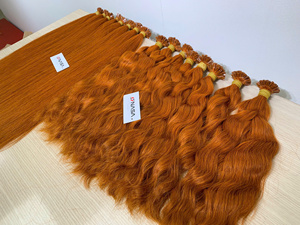 Extensions de cheveux vierges vietnamiens Super Double Draw à pointes plates en kératine, lisses naturels, ondulés, couleur cuivre, 22-30 pouces - Product Image 4