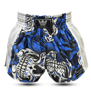 Pantalones Cortos de Entrenamiento de Muay Thai y Kickboxing Estilo Retro Personalizados - Blancos, de Spandex/Poliéster, Ligeros y de Secado Rápido para Hombre - Product Image 1