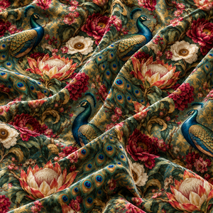 Tela de Tapicería PRANIKA Blue Bird con Jacquard Floral y de Frutas, 58/60 Pulgadas, Tejida, Estampada, Transpirable y Ligera, de Rajasthan - Product Image 5