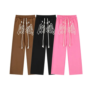Men's <b>Brown</b> Elastic Waist Sweatpants With White Letter Print Drawstring Casual <b>Joggers</b> 100% Cotton Autumn Wear - Product Image 6