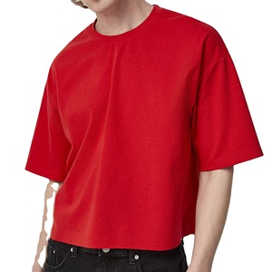 Custom Logo Streetwear Box Cut Tee T Shirt Heavyweight <b>Cropped</b> <b>Top</b> T Shirt Graphic Cotton Oversized Boxy Fit T-Shirt <b>Men</b> - Product Image 3