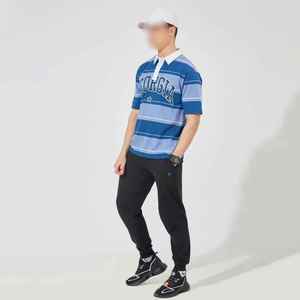 เสื้อโปโลผู้ชาย OEM ODM ลายทาง ผ้าฝ้าย คอกลม ทรงโอเวอร์ไซส์ แขนสั้น ระบายอากาศได้ดี สวมใส่สบาย เหมาะสำหรับเล่นกีฬา - Product Image 1