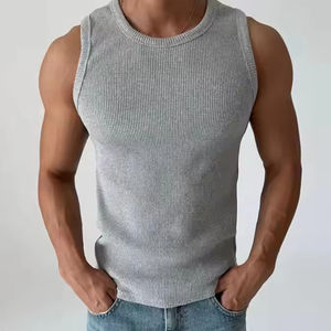 เสื้อกล้ามถักทรงเข้ารูปสำหรับฤดูร้อน เสื้อกล้ามออกกำลังกายแบบรัดรูปสำหรับผู้ชาย - Product Image 4
