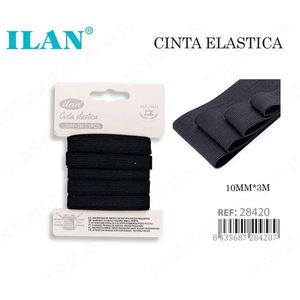 Bande élastique Ilan 10 mm x 3 m noire pour la couture et l'artisanat - Product Image 1
