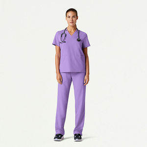 Camiseta de Enfermera de Última Moda con Media Cremallera y Manga Tulipán, Uniforme Médico Suave y Elástico de Manga Corta, Blusa de Trabajo para Hospital - Product Image 2
