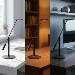 Minimalist Adjustable Metal Table Lamp <b>Black</b> Round <b>Shade</b> LED 3000K Warm White E27 AC 220V Living Room <b>Lighting</b> - Product Image 5