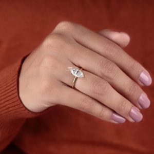 Anillo de Compromiso Vintage con Diamante Cultivado en Laboratorio, Corte Marquesa, Oro 14K, Solitario, Minimalista, Elegante, Clásico, para Propuesta de Matrimonio, Aniversario - Product Image 2