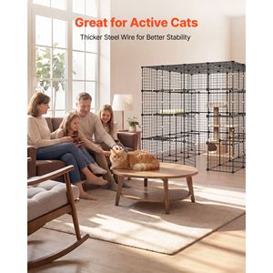 Grand enclos de jeu pour chat à monter soi-même, 4 niveaux, 55"x55"x55", enclos intérieur détachable en fil métallique avec 3 portes verrouillables - Product Image 4