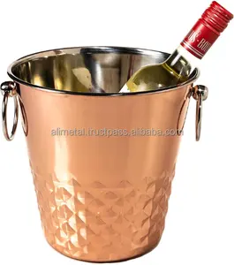 Cubo de champán Chapado en cobre de acero inoxidable personalizable, bañera de hielo o enfriador de cóctel para fiestas en interiores y exteriores