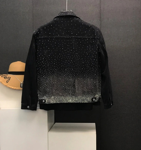 Men's Black Denim <b>Jacket</b> With Rivet Decoration Turn-down Collar <b>Punk</b> Style Excellent Quality Regular Fit Men's <b>Jacket</b> - Product Image 2