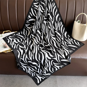90*90cm Zebra Stripes Print Head <b>Scarf</b> for Women Silk <b>Square</b> <b>Scarves</b> Foulard Bandana Fashion Decorate Hijab Female Neckerchief - Product Image 4