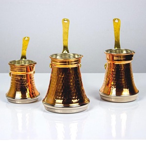 Juego de café turco Cezve de 3 piezas grabado, con mango incrustado de perlas, calentadores de café tradicionales - Product Image 4