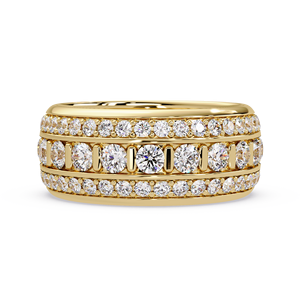 Anillo de Boda de Diamantes Cultivados en Laboratorio, Triple Hilera Ancha, Tipo Eternity, Oro Amarillo de 14K, Anillo de Aniversario, Fabricante - Product Image 4