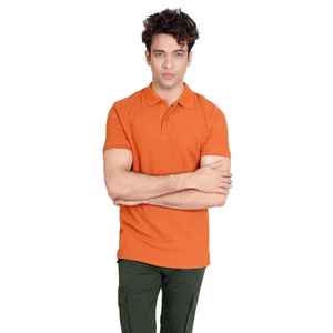High Quality Custom Orange Colour <b>Waffle</b> Knitted Polo T <b>Shirts</b> For Men Custom Logo & All Colours Sizes - Product Image 1