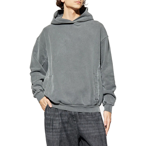 Sweat-shirt à capuche en velours de haute qualité pour homme, couleur gris, manches longues, style décontracté, avec poches - Product Image 2