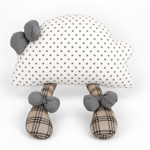 Coussin nuage à pois en peluche, coussin moelleux avec jambes brodées en forme de nœud, couverture d'anniversaire pour la décoration de chambre d'enfant - Product Image 1