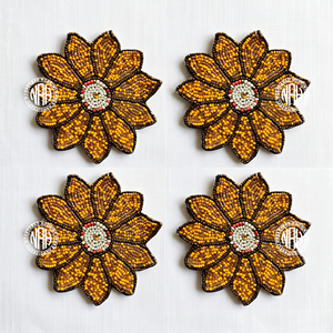 Ensemble de sous-verres perlés en forme de bouteille de champagne, vert et jaune, pour la décoration de table de bar et les célébrations, compatibles avec tasses à café, thé, mugs et verres, vente en gros - Product Image 4