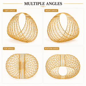 Golden Wire <b>Mesh</b> <b>Storage</b> <b>Basket</b> Geometric Design Modern Home Decoration Metal Wire Craft - Product Image 4
