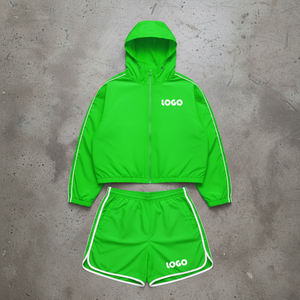 Ensemble de survêtement pour homme avec logo personnalisé, veste coupe-vent et short, ensemble de vêtements de sport en deux pièces, fabricant de vêtements en gros - Product Image 4