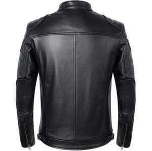 <b>Men's</b> <b>Black</b> PU Solid Dyed Eco-friendly <b>Turtleneck</b> Collar Zipper Closure Slim Fit Regular Length Winter Wear - Product Image 3