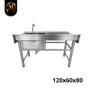 Superb Stainless Steel Single Bowl <b>Sink</b> Left Platform 0.8mm Thickness Freestanding Commercial Kitchen Washing <b>Drainer</b> Unit - Product Image 1