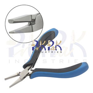 Half Round & Flat <b>Nose</b> <b>Plier</b> 120mm Smooth Jaws Spring Black & Blue Ergonomic Handles OEM Crimping Fishing Jewelry Making DIY - Product Image 1