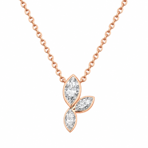 Collar con Colgante de Tres Hojas con Diamante Cultivado en Laboratorio con Corte Marquise Étnico para Mujer, Chapado en Rodio, Oro de 10K, 14K, 18K, Plata 925, 935 - Product Image 3