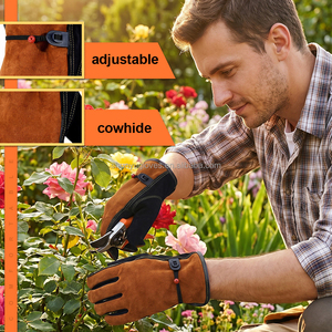Guantes de Jardinería Resistentes para Hombre y Mujer, de Poliéster/Algodón/Metalizado, a Prueba de Espinas, Estilo Guantelete, con Puño Elástico y Diseño a Rayas - Product Image 6