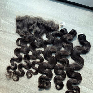 Venta al por mayor 100% de alta calidad para extensiones de cabello de color natural Onda del cuerpo Cabello humano vietnamita tejido extremos dibujados dobles - Product Image 2