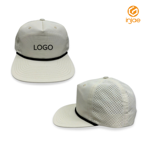 Premium Blank 5 Panels Waterproof Golf <b>Hats</b> Perforated Cap for Outdoor Sports 3D Logo Embroidery Laser Cut Holes Decorative Rope - Product Image 1