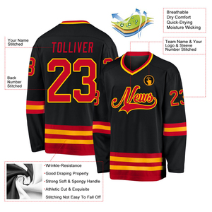 Maillots de hockey sur glace personnalisés de qualité supérieure unisexe, sublimation personnalisée, couleurs personnalisées sur le devant, 100% polyester, respirant, séchage rapide, grandes tailles - Product Image 4