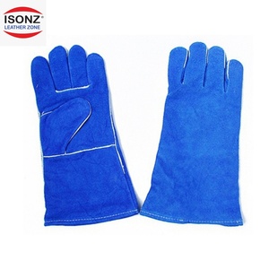 Guantes de Soldadura de Piel Azul con Palma Roja, Resistentes a Cortes y Calor, Ignífugos, para Trabajo Pesado, MIG TIG, Pakistán - Product Image 5