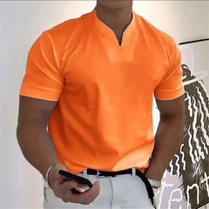 Nouveau T-shirt Homme Été 2026 Coupe Classique en Soie/Coton Manches Courtes Col V Élastique Écologique Respirant pour Fitness et Sport - Product Image 3