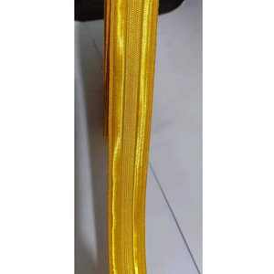 Dentelle de cérémonie personnalisée, écologique et durable, brodée or, avec garniture feuille de chêne, fils Mylar et tresses métalliques - Product Image 2