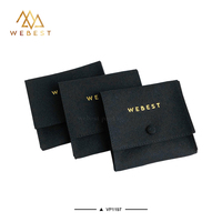 Pochette à bijoux Webest en velours microfibre noir avec fermeture à bouton-pression pour le rangement de bijoux