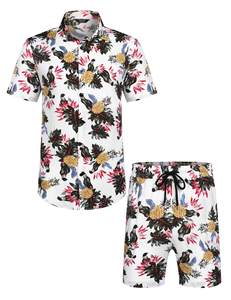 Men Colorful <b>Set</b> Floral Leaf Print Short Sleeve Shirt Beach Shorts Matching Holiday Summer Casual Top top mens <b>twin</b> <b>set</b> matching - Product Image 1